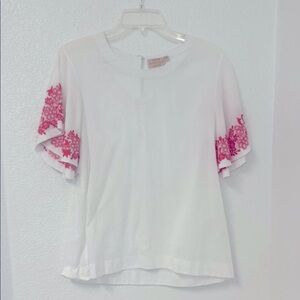 Rungolee Embroidered Flutter Sleeve Blouse
